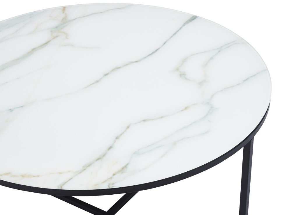Mesa para revistas Riverton 380 (Marmore branco + Preto)