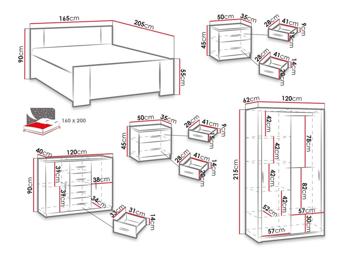 Conjunto para quarto Catromi 112 (Branco + Soft Pik 011)