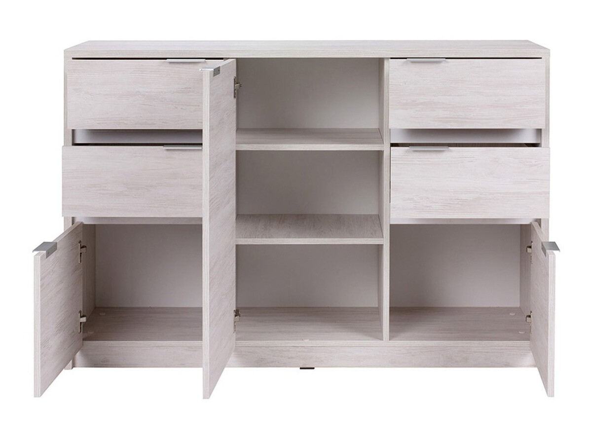 Conjunto para quarto Fivelbo 120 (Carvalho branqueado + Grafite brilhante)