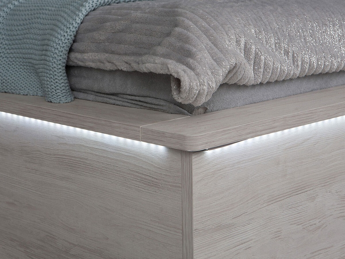 Conjunto para quarto Fivelbo 120 (Carvalho branqueado + Grafite brilhante)