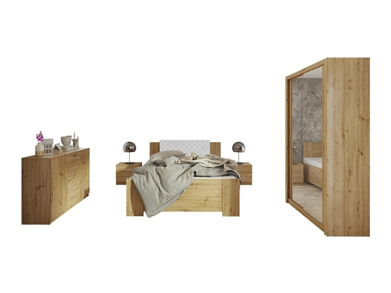 Conjunto para quarto Catromi 112 (Carvalho Artisan + Soft Pik 017)