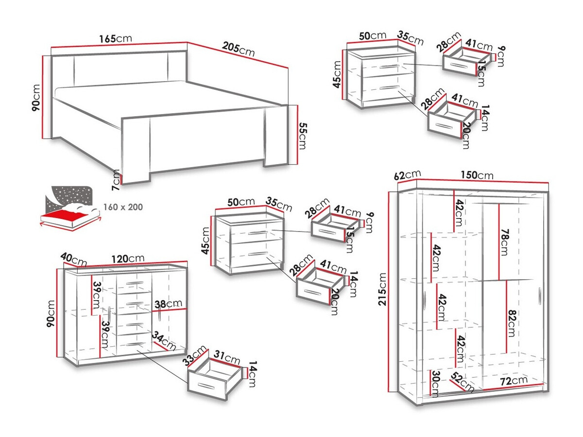 Conjunto para quarto Catromi 113 (Branco + Soft Pik 029)