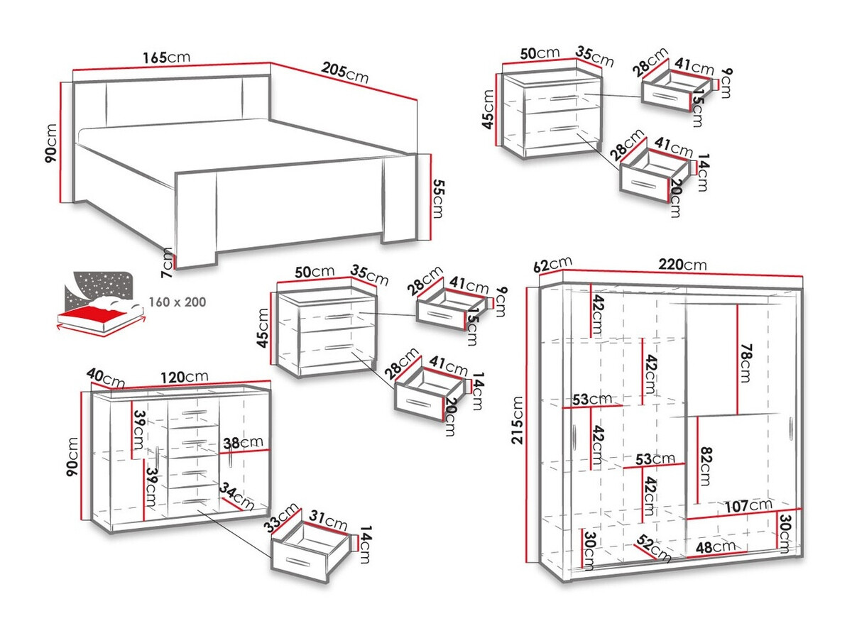 Conjunto para quarto Catromi 115 (Carvalho Artisan + Soft Pik 029)