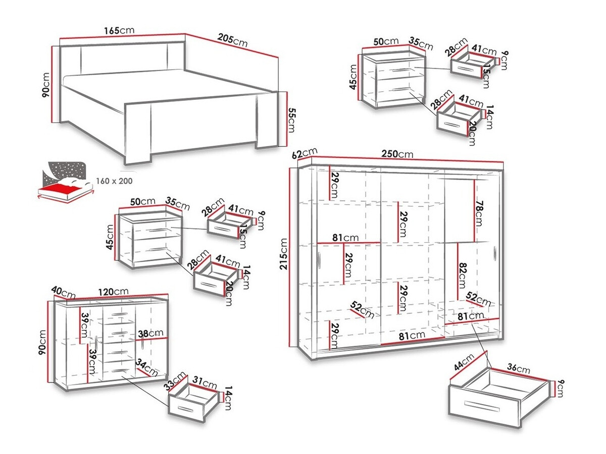 Conjunto para quarto Catromi 116 (Branco + Soft Pik 011)