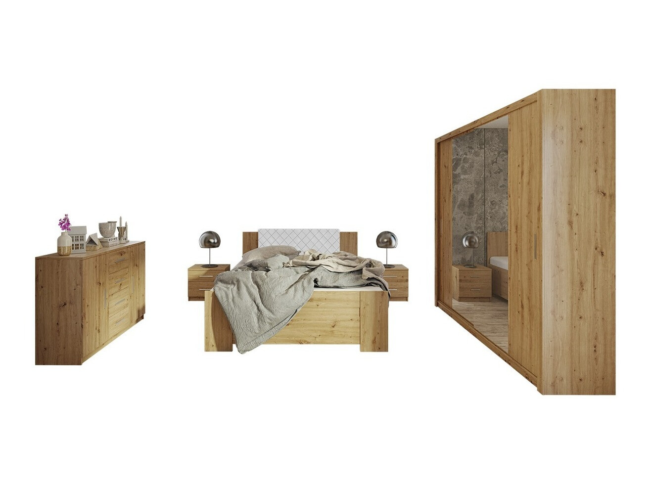 Conjunto para quarto Catromi 115 (Carvalho Artisan + Soft Pik 017)