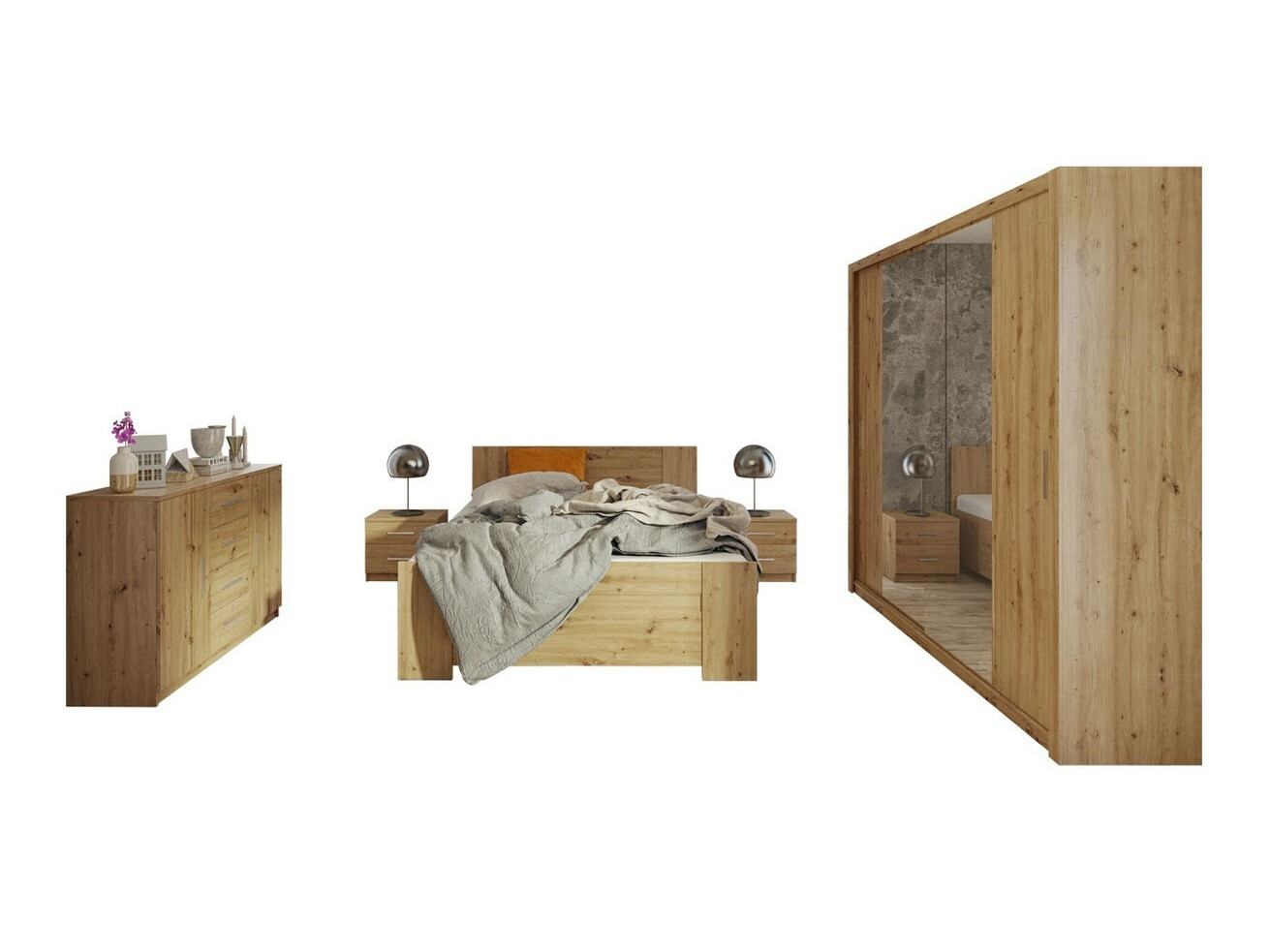 Conjunto para quarto Catromi 115 (Carvalho Artisan)