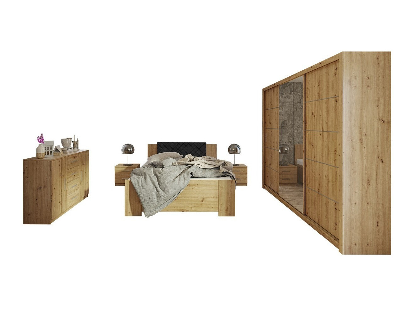 Conjunto para quarto Catromi 116 (Carvalho Artisan + Soft Pik 011)