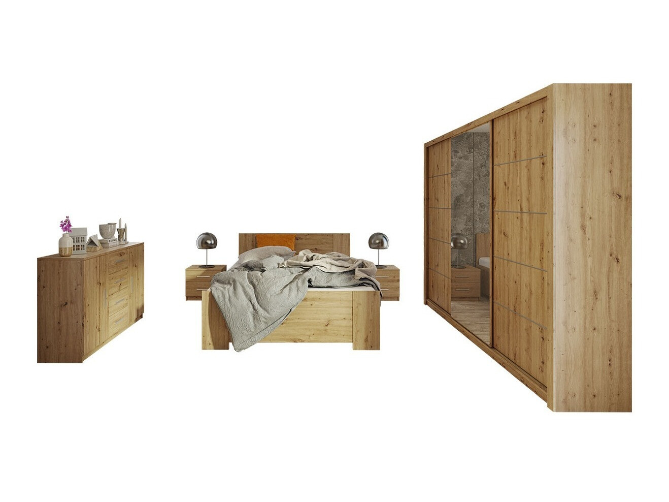 Conjunto para quarto Catromi 116 (Carvalho Artisan)