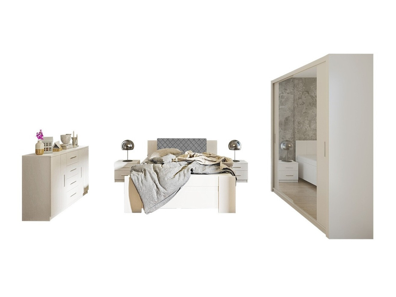 Conjunto para quarto Catromi 121 (Branco + Soft Pik 029)