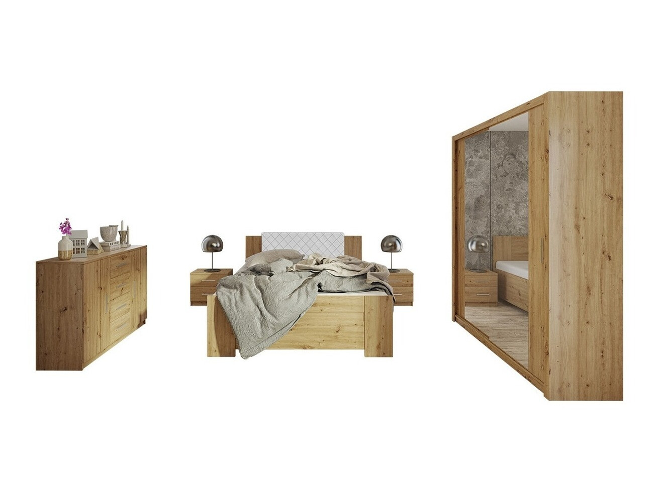 Conjunto para quarto Catromi 121 (Carvalho Artisan + Soft Pik 017)