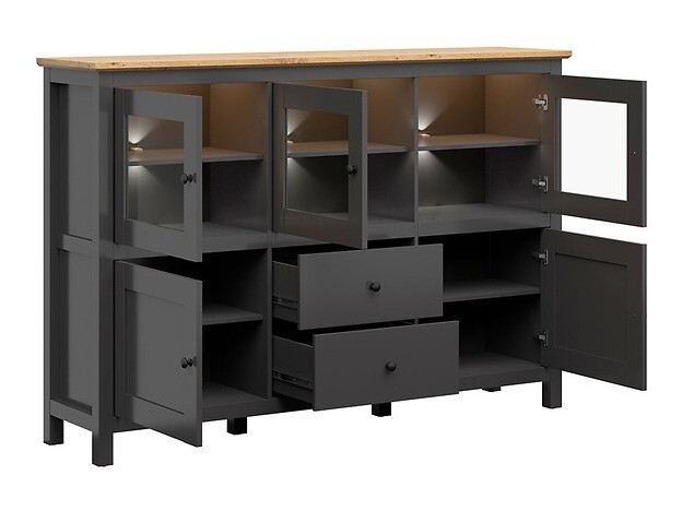 Cómoda Sordoro 103 (Grafite + Carvalho Artisan)