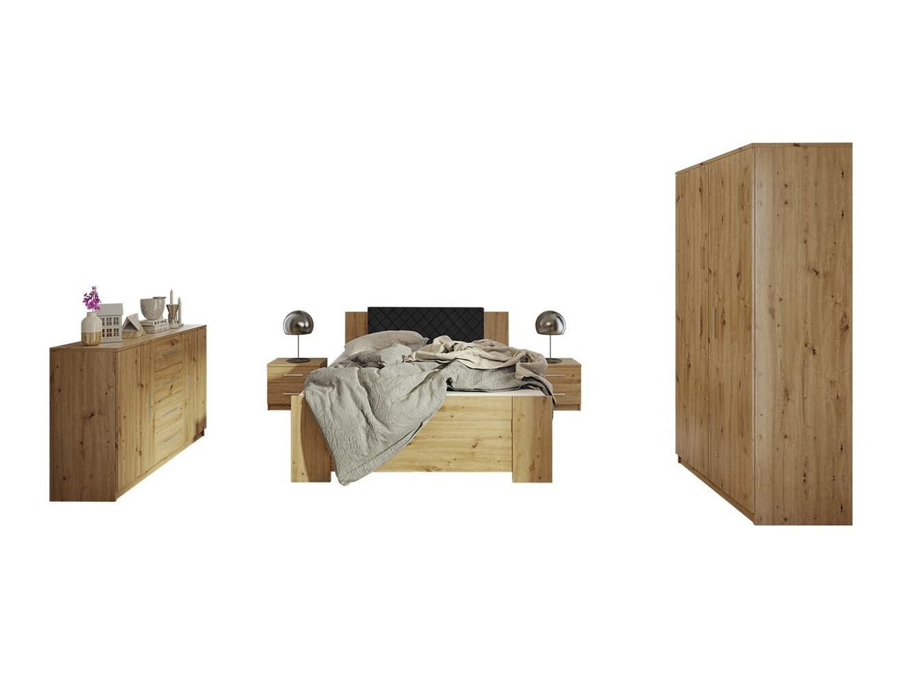 Conjunto para quarto Catromi 122 (Carvalho Artisan + Soft Pik 011)