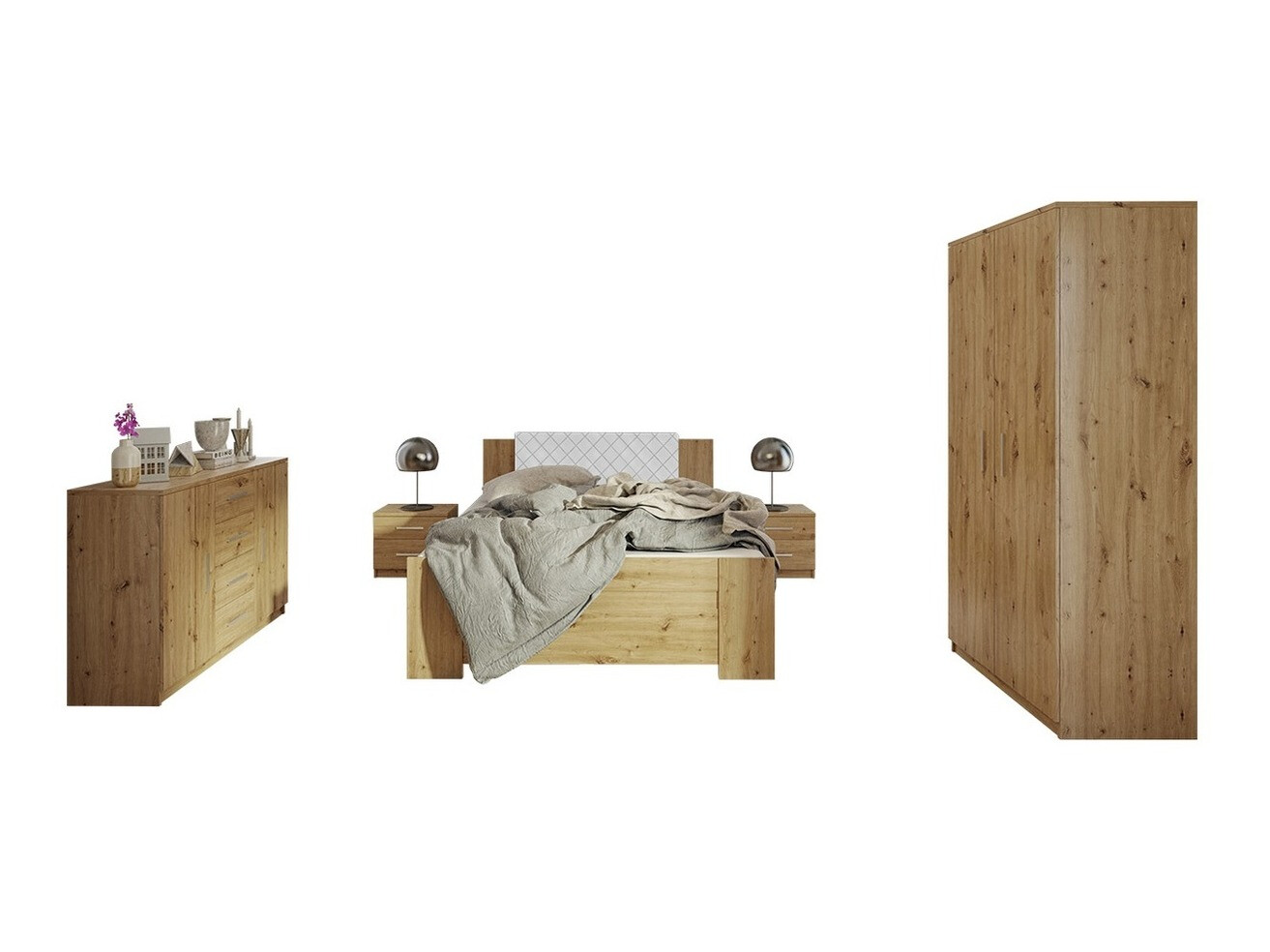 Conjunto para quarto Catromi 122 (Carvalho Artisan + Soft Pik 017)