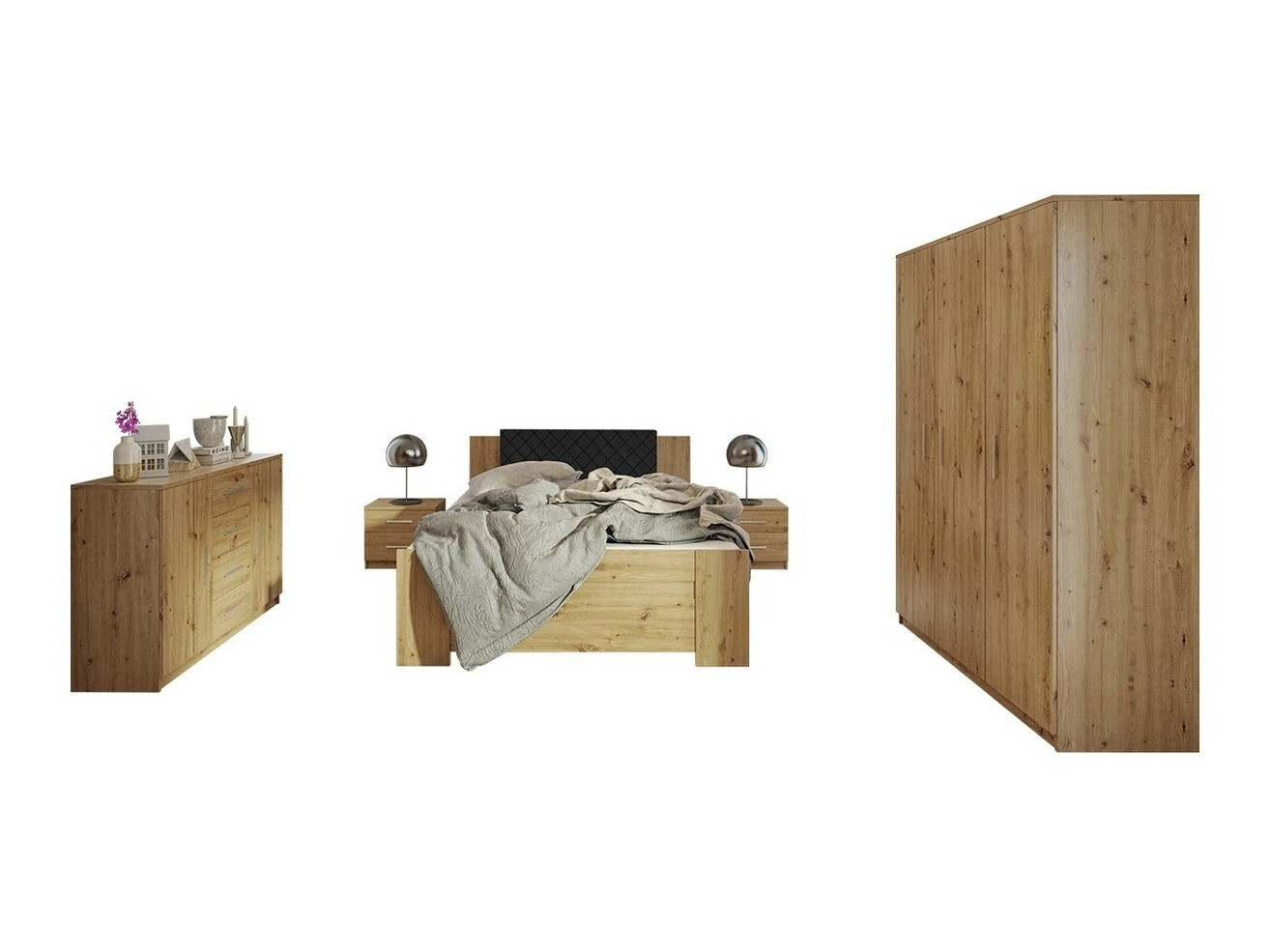 Conjunto para quarto Catromi 123 (Carvalho Artisan + Soft Pik 011)