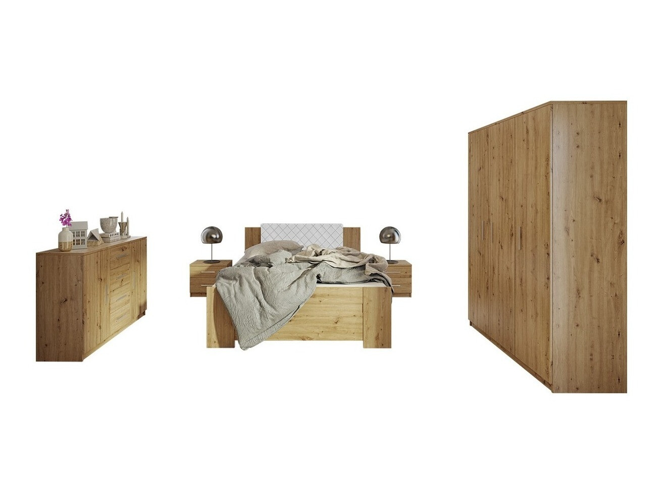 Conjunto para quarto Catromi 123 (Carvalho Artisan + Soft Pik 017)