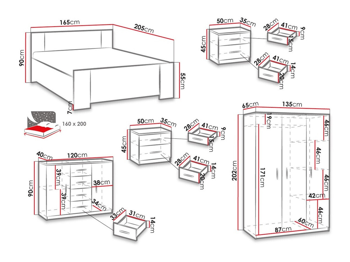 Conjunto para quarto Catromi 123 (Carvalho Artisan + Soft Pik 017)