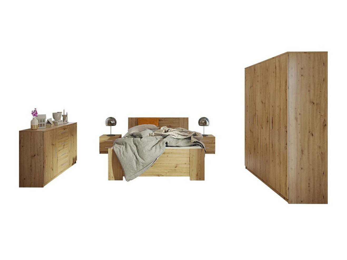 Conjunto para quarto Catromi 123 (Carvalho Artisan)