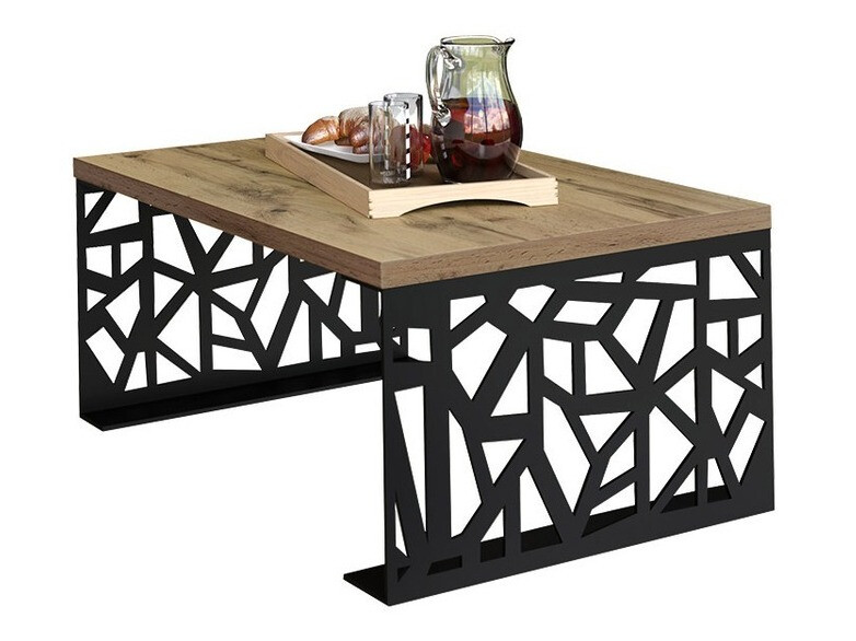 Mesa de centro Germantown 101 (Preto mate + Carvalho)