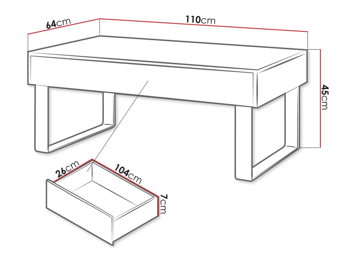 Mesa de centro Tivdalu 138 (Branco + Branco brilhante)