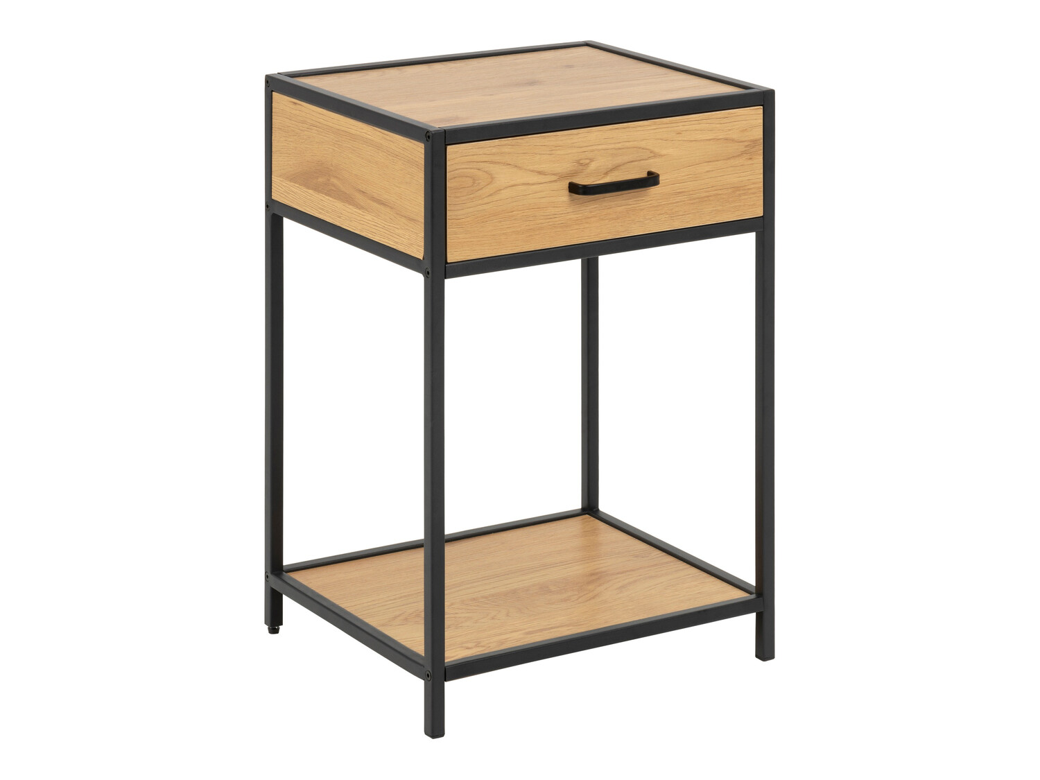 Mesa de cabeceira Norsica Sevferi 128 (Carvalho rústico + Preto)