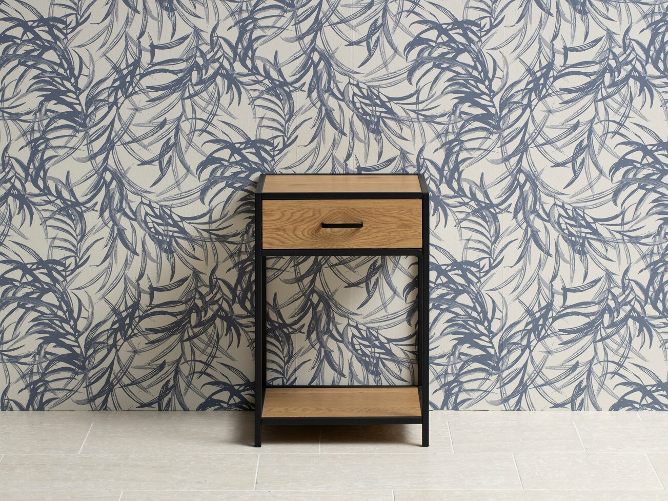 Mesa de cabeceira Norsica Sevferi 128 (Carvalho selvagem + Preto)