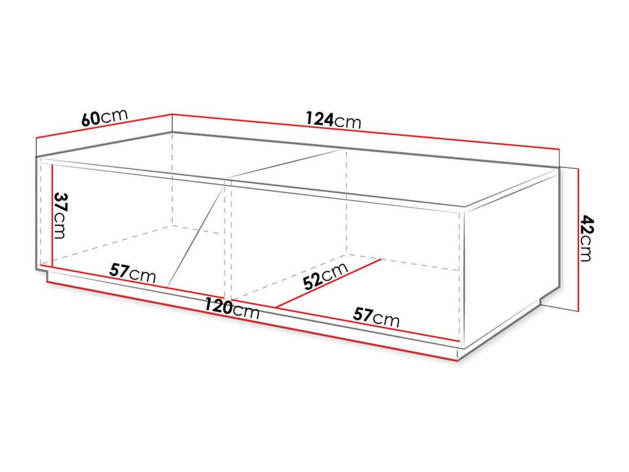 Mesa de centro Comfivo Daldune 102 (Branco + Carvalho wotan)