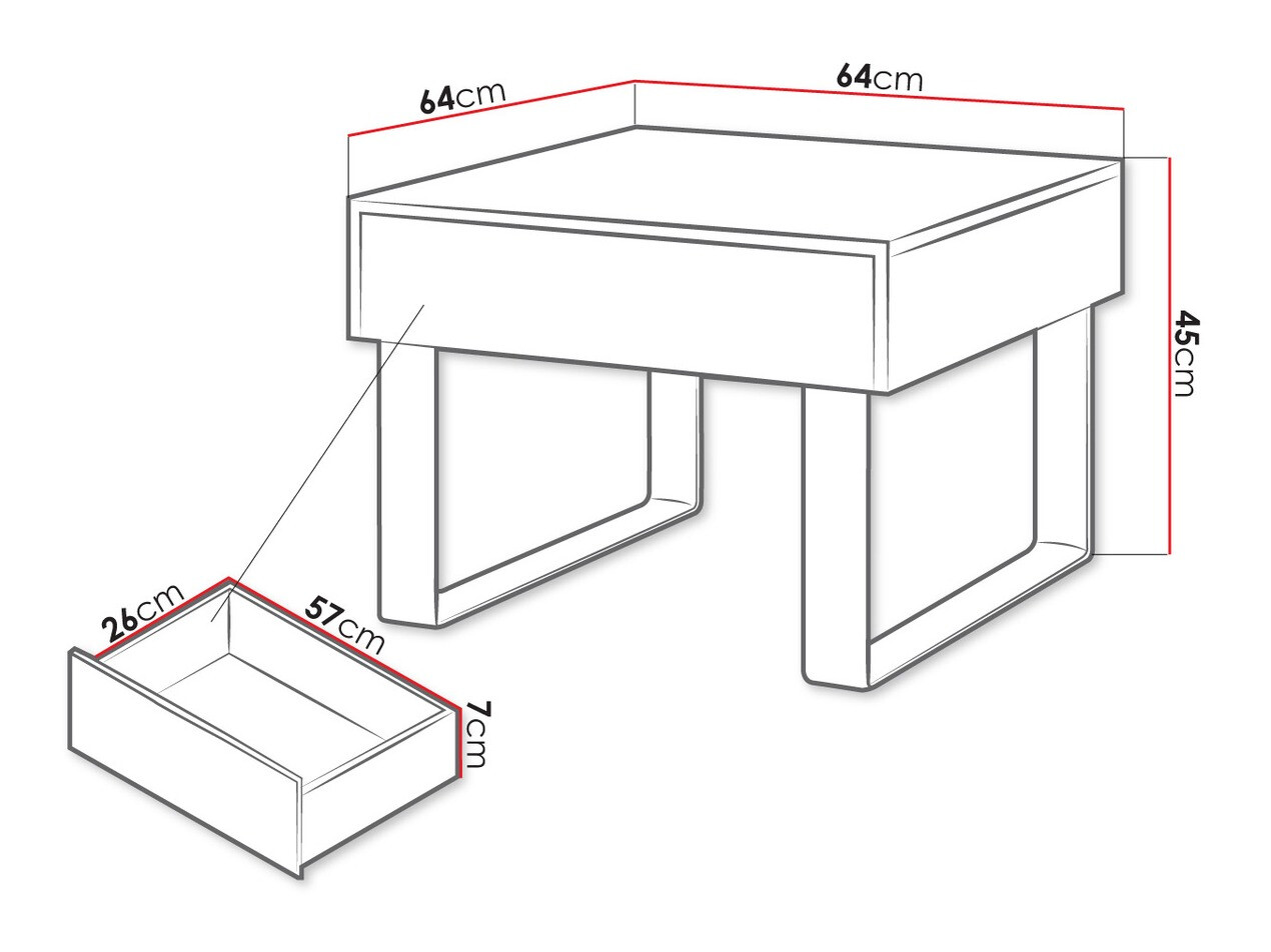 Mesa de apoio Tivdalu 137 (Preto + Preto brilhante)