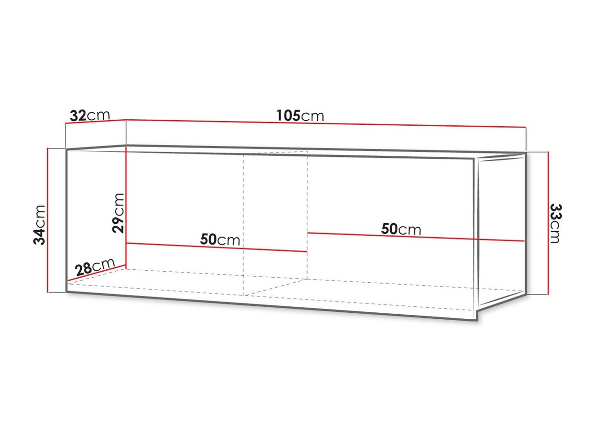 Armário suspenso Tivdalu 101 (Preto + Preto brilhante)