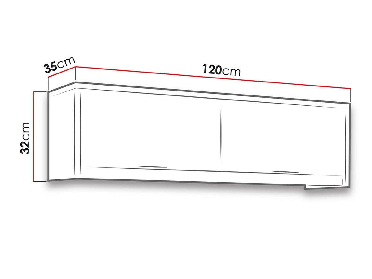 Armário de parede Fivelbo 111 (Carvalho branqueado + Grafite brilhante)