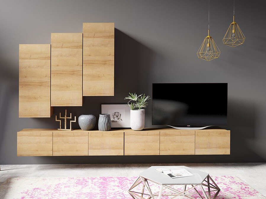 Armário suspenso Tivdalu 126 (Branco + Branco brilhante)