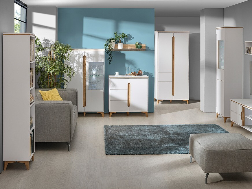 Estante Ogden H108 (Branco + Madeira clara)