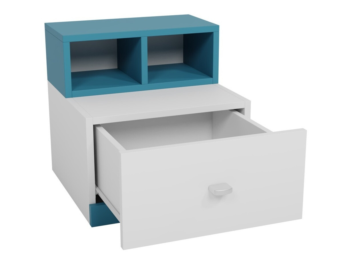 Mesa de cabeceira Omaha E116 (Branco + Turquesa)