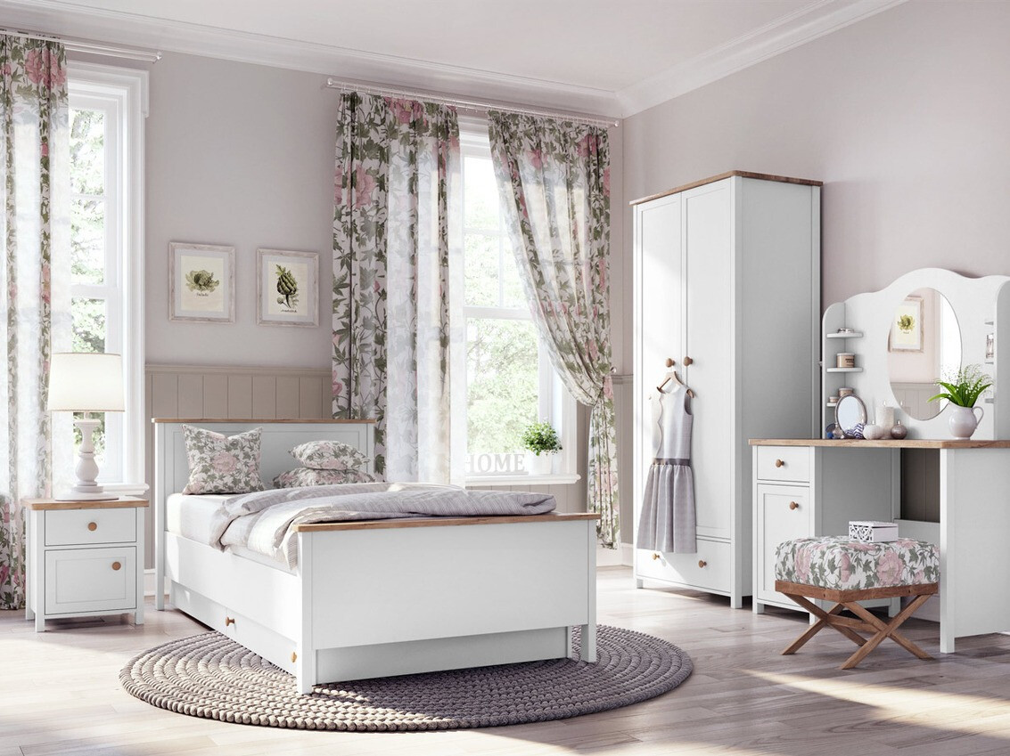 Mesa de cabeceira Romelbo 138 (Branco + Carvalho)