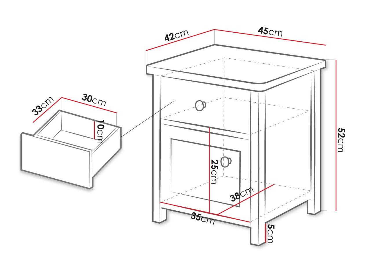 Mesa de cabeceira Romelbo 138 (Branco + Carvalho)