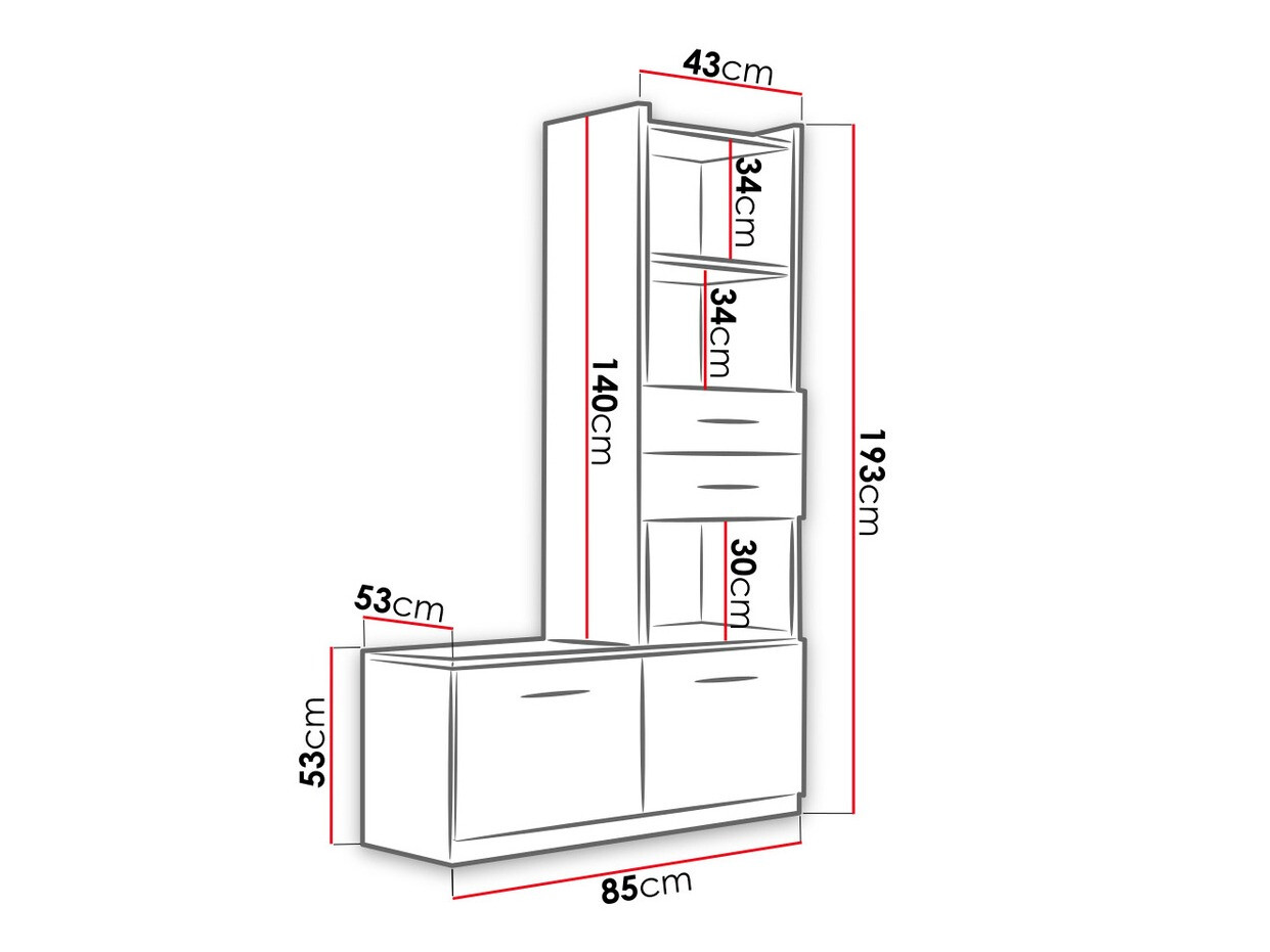 Estante Campus (Branco + Branco brilhante)