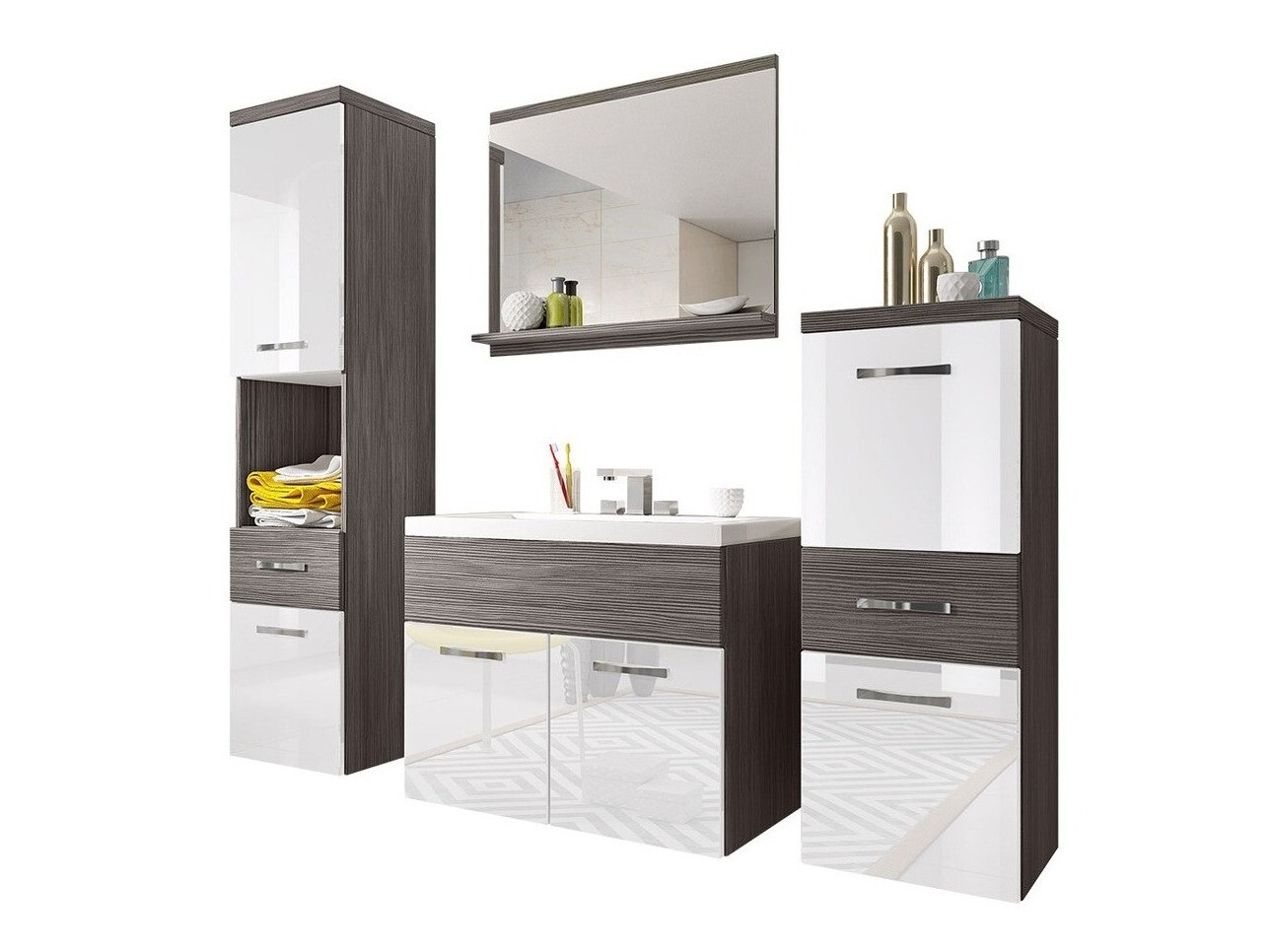 Conjunto de casa de banho Sarasota 109 (Bodega + Branco brilhante)