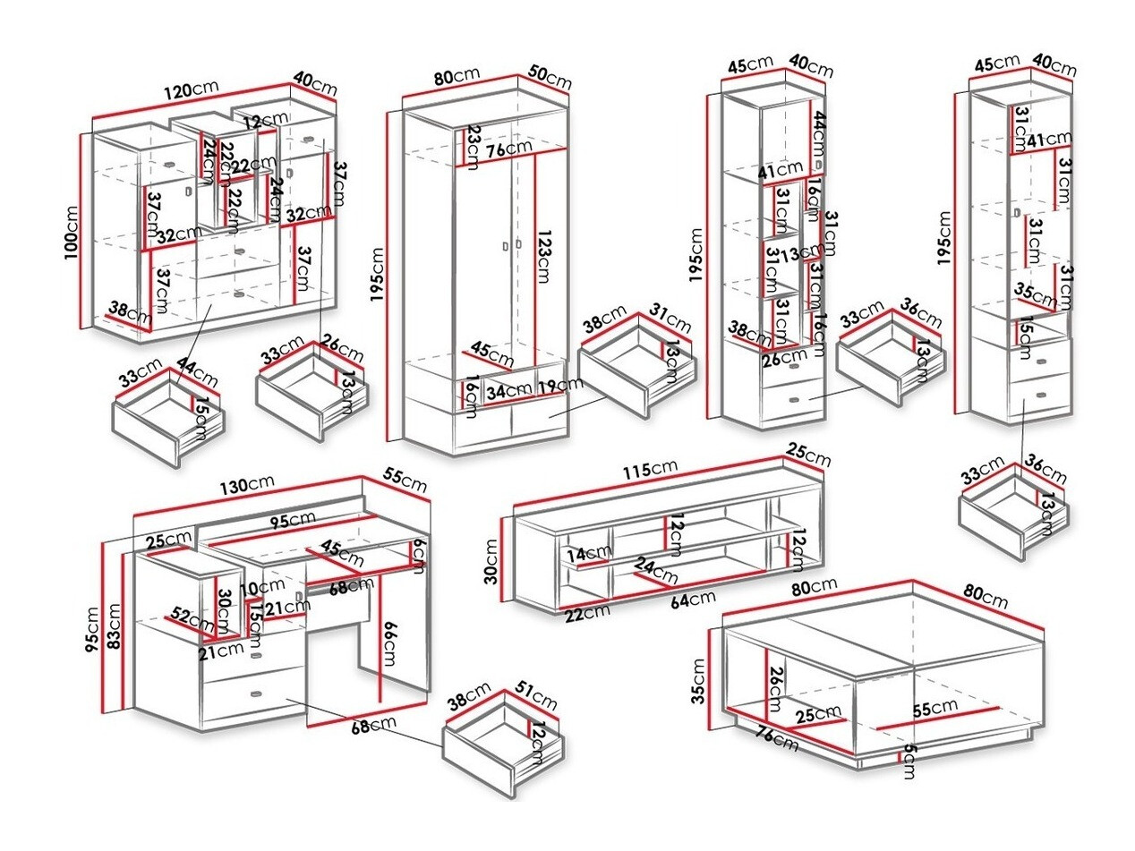 Conjunto de mobiliário Omaha E118 (Branco + Amarelo)