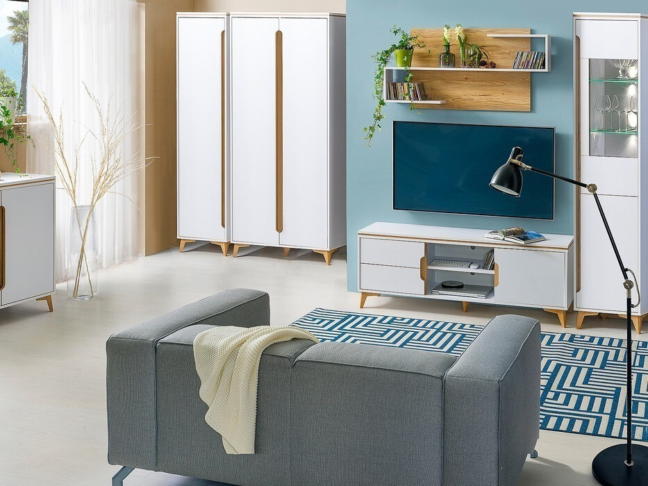 Estante Ogden H110 (Branco + Madeira clara)