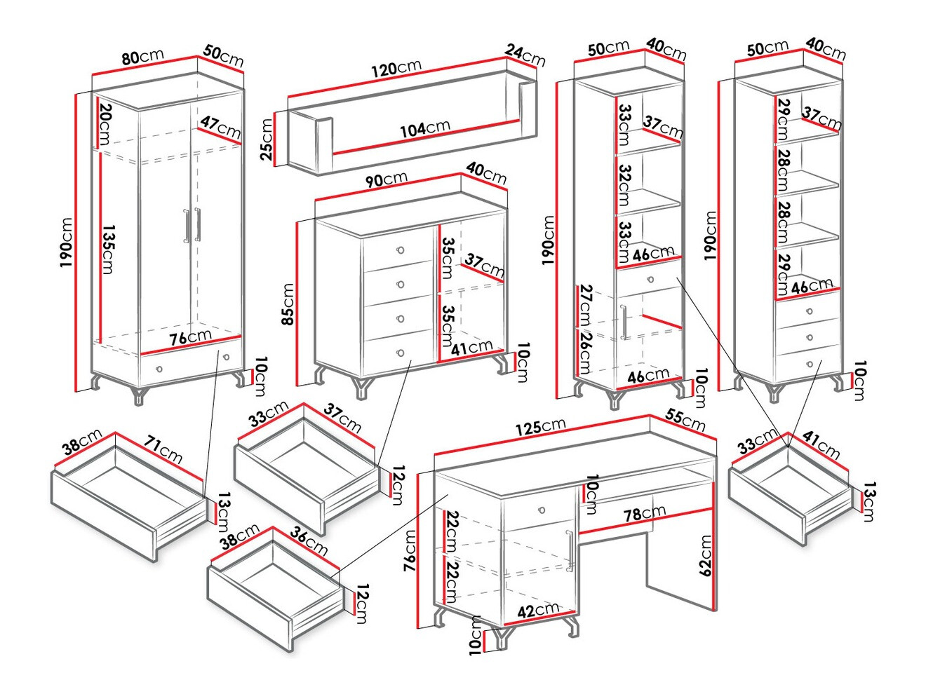 Conjunto de mobiliário Omaha L114
