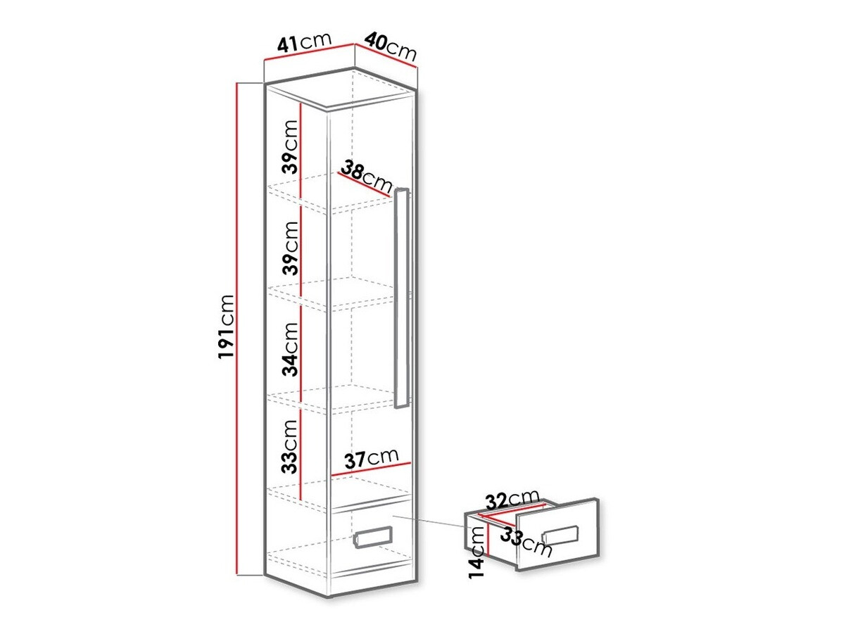 Estante Merevari 105 (Branco + Branco brilhante + Cinzento)