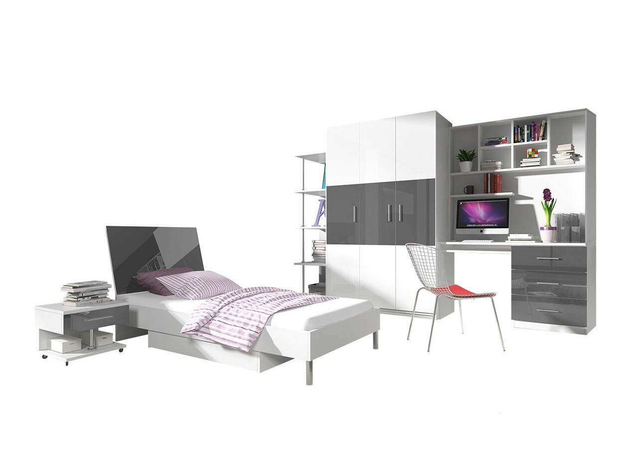 Conjuntos para quartos de criança Campus (Branco brilhante + Cinzento brilhante)