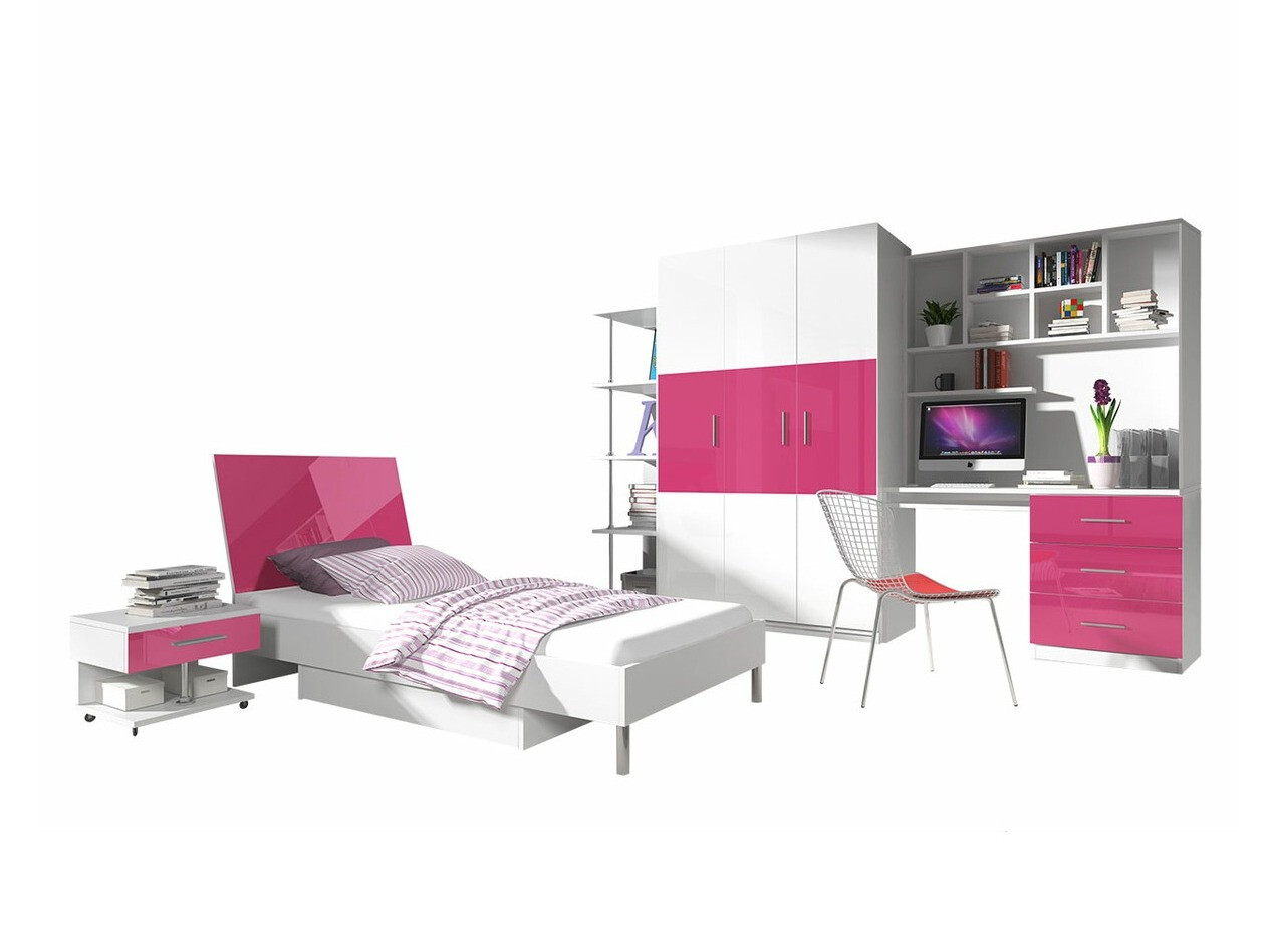 Conjuntos para quartos de criança Campus (Branco brilhante + Cor-de-rosa brilhante)
