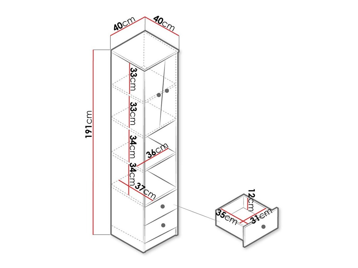 Estante Almira 104 (Carvalho Artisan + Branco + Cinzento)