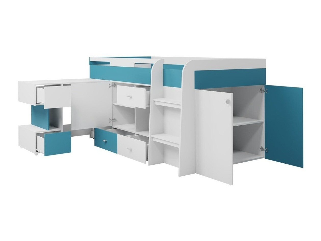 Conjunto de mobiliário Omaha E124 (Branco + Turquesa)