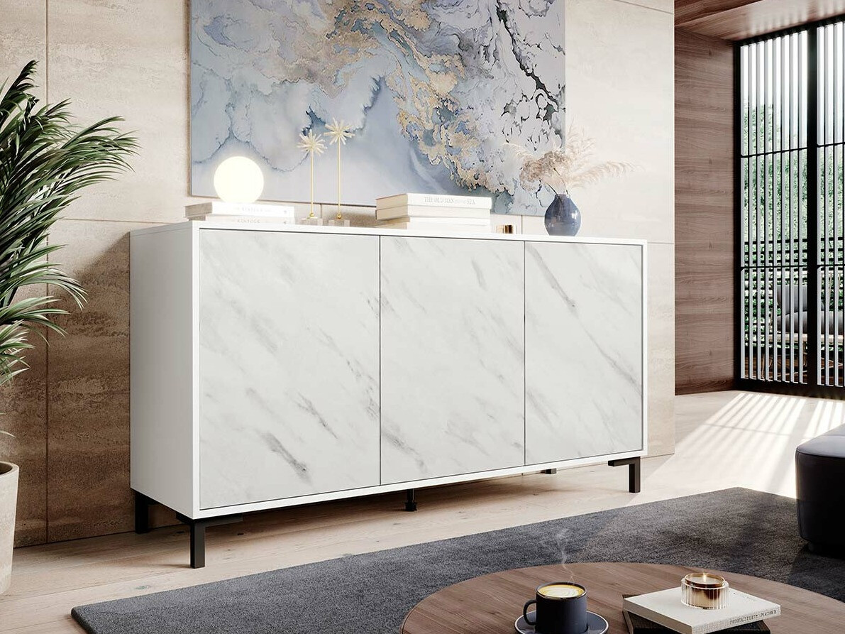 Aparador Charlotte 159 (Branco + Marmore branco)