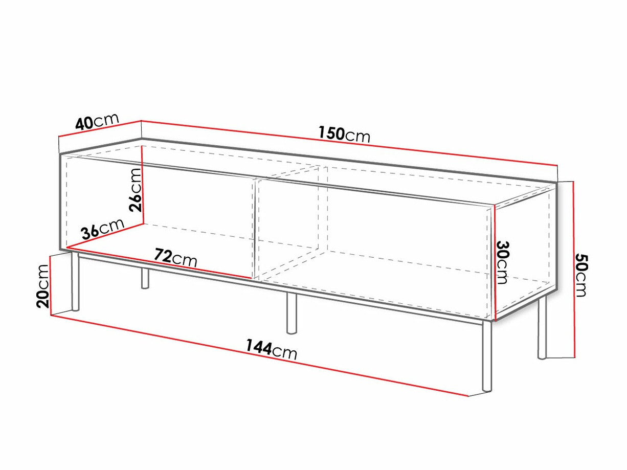 Móvel de TV Charlotte 161 (Branco + Branco brilhante + Preto)