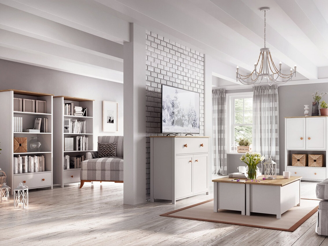 Estante de parede Romelbo 141 (Branco + Carvalho)