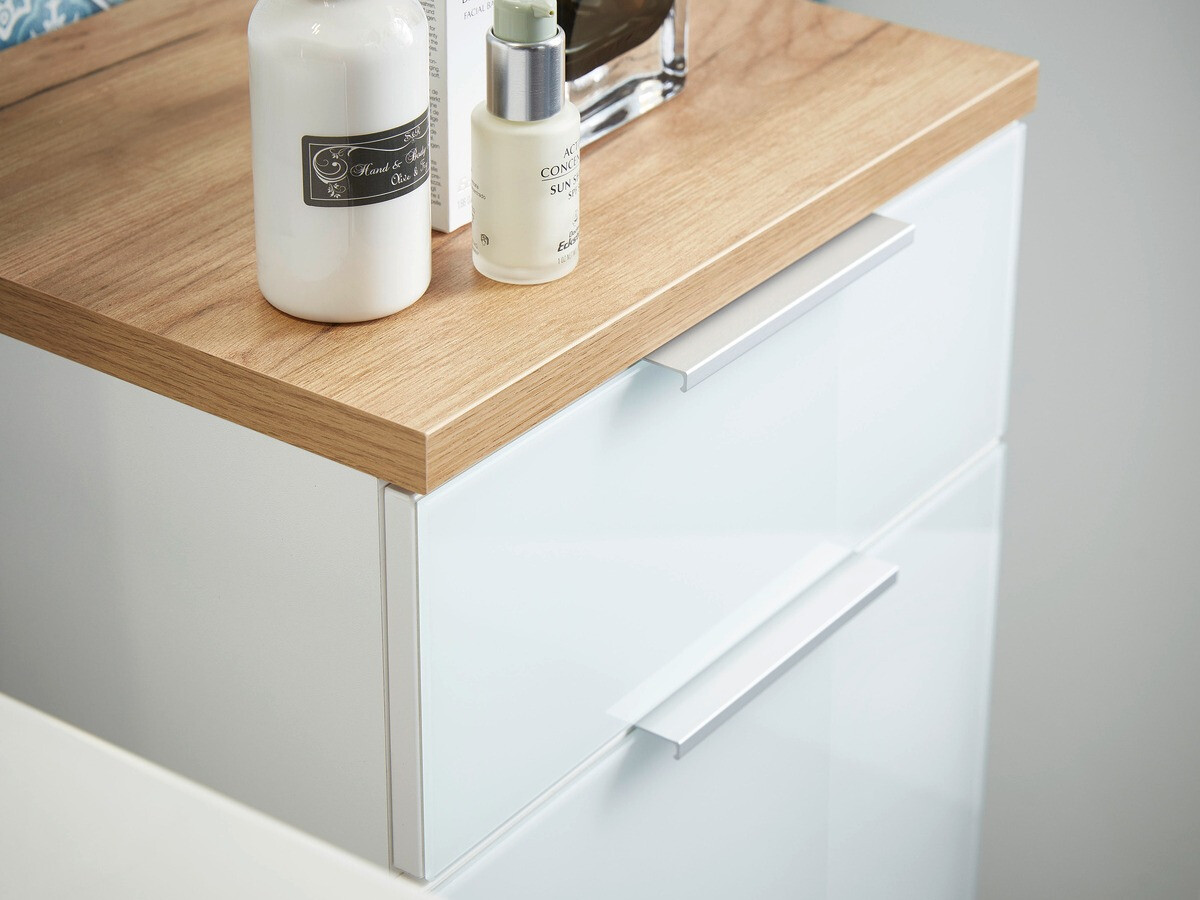 Armário colocado para casa de banho Levciro 103 (Branco + Navarra carvalho)