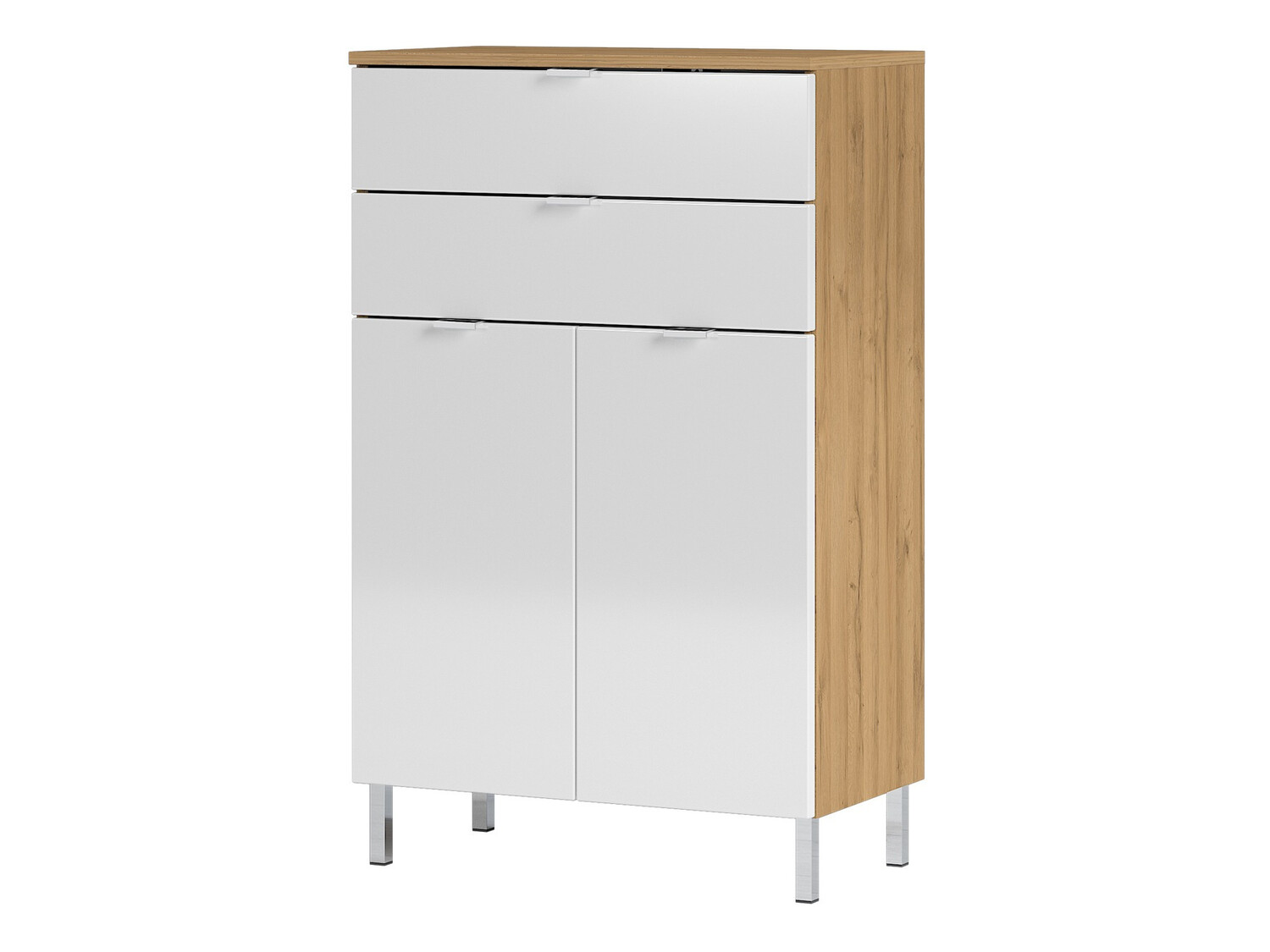 Armário colocado para casa de banho Lomcamo 102 (Branco brilhante + Carvalho Grandson)