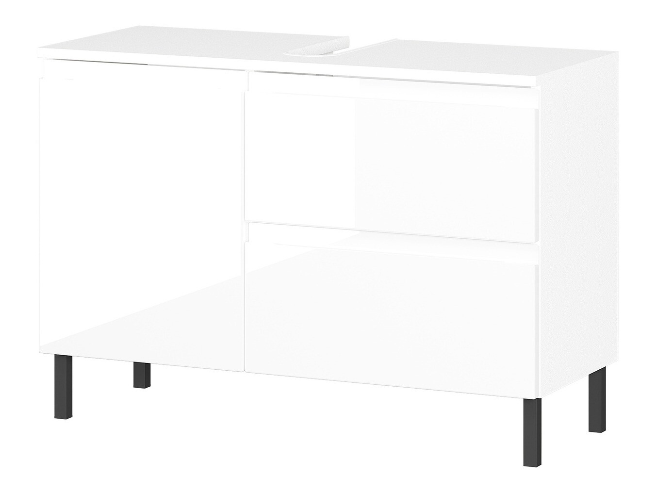 Armário com lavatório de apoio próprio para casa de banho Talmira 102 (Branco brilhante + Branco)